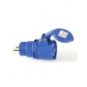 Adaptador hembra CEE 17 - macho Schuko con tapa