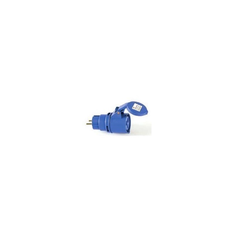 Adaptador hembra CEE 17 - macho Schuko con tapa
