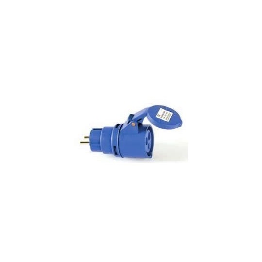 Adaptador hembra CEE 17 - macho Schuko con tapa